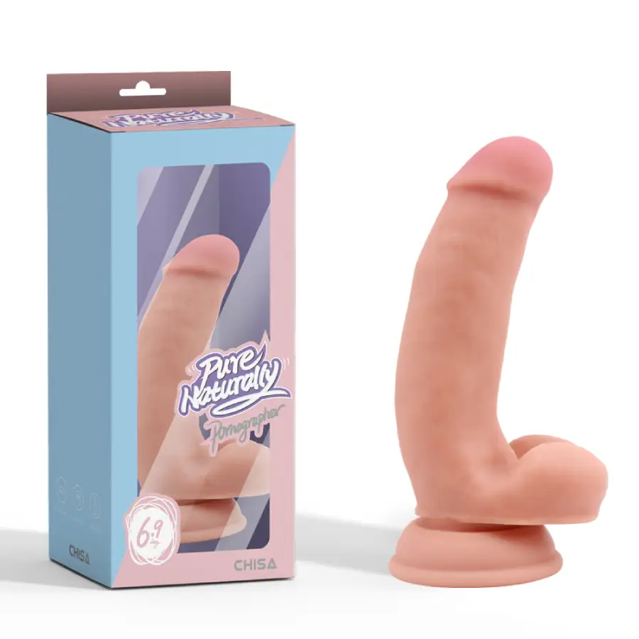 Pornographer Realista Silicona Líquida Semi Curvo Base Con Ventosa by CHISA